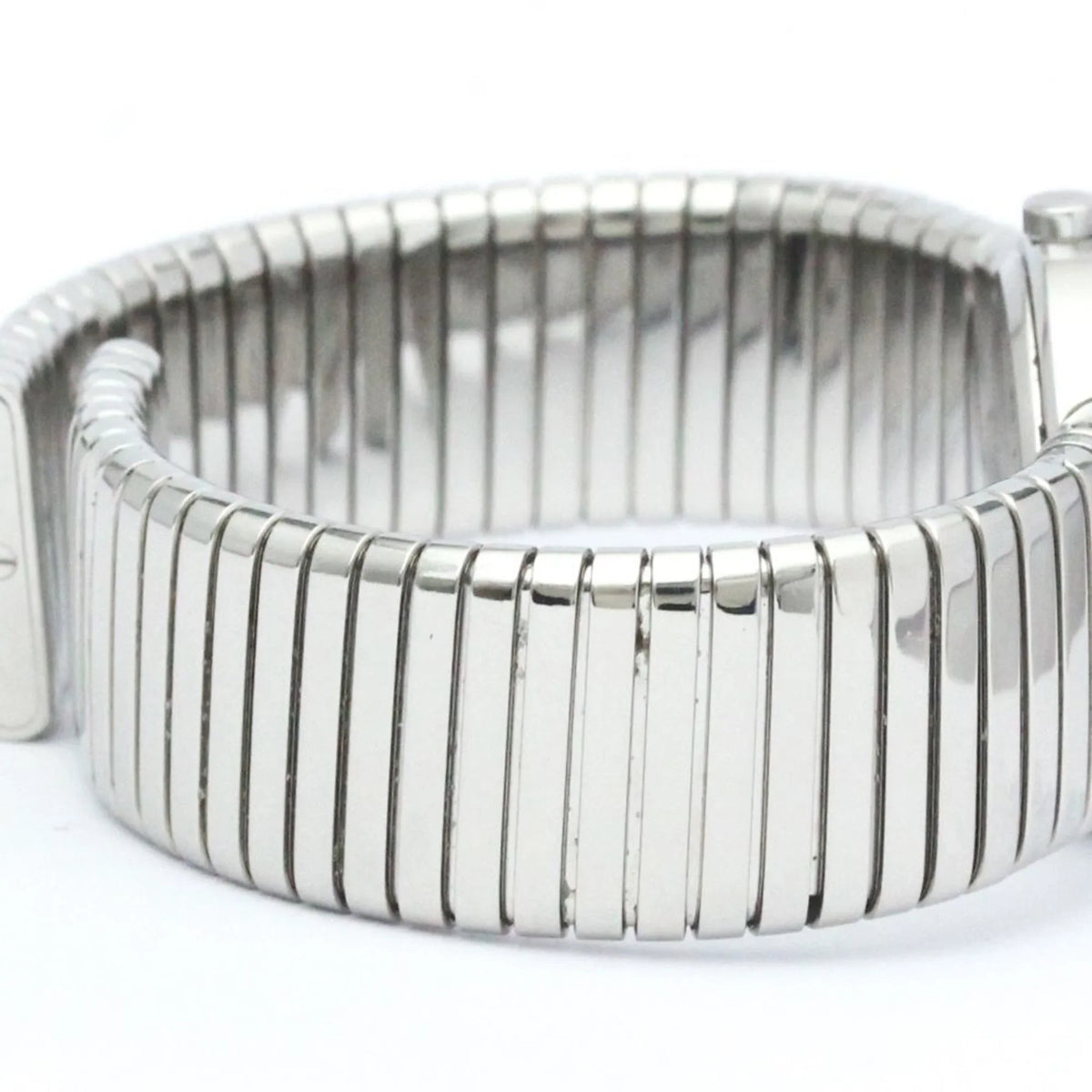 Pre-Owned Polished BVLGARI Tubogas Stainless Steel Quartz Ladies Watch BB26 2TS BF563995 (Good)