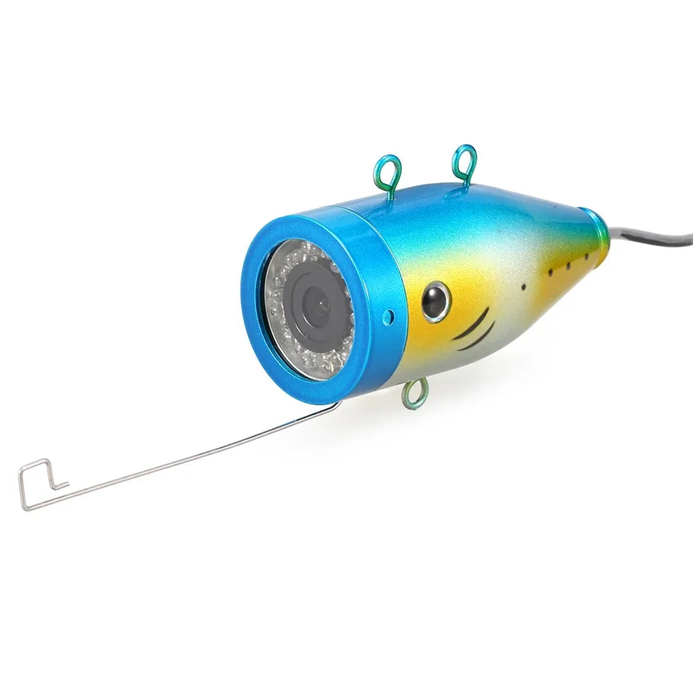 Carevas 1200TVL Underwater Fishing 24 LEDs Night Vision Waterproof Fish Shape Ship Ice Fishing Accessories with 15m30m50m Cable
