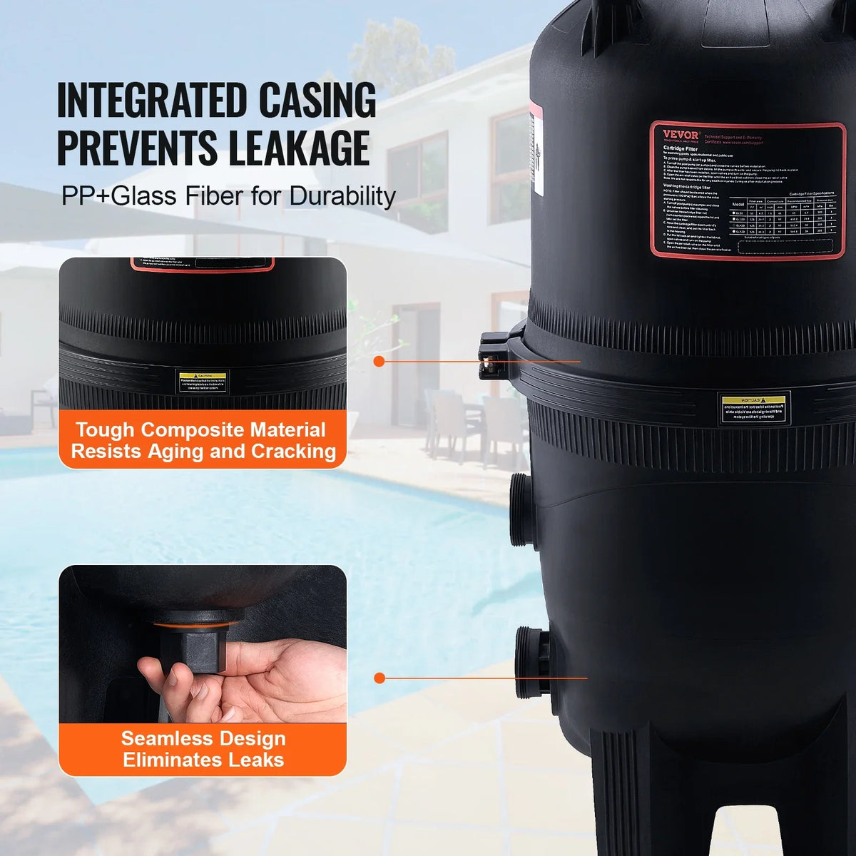 SKYSHALO 325Sq.Ft Pool Cartridge Filter In/Above Ground Swimming Pool Filtration