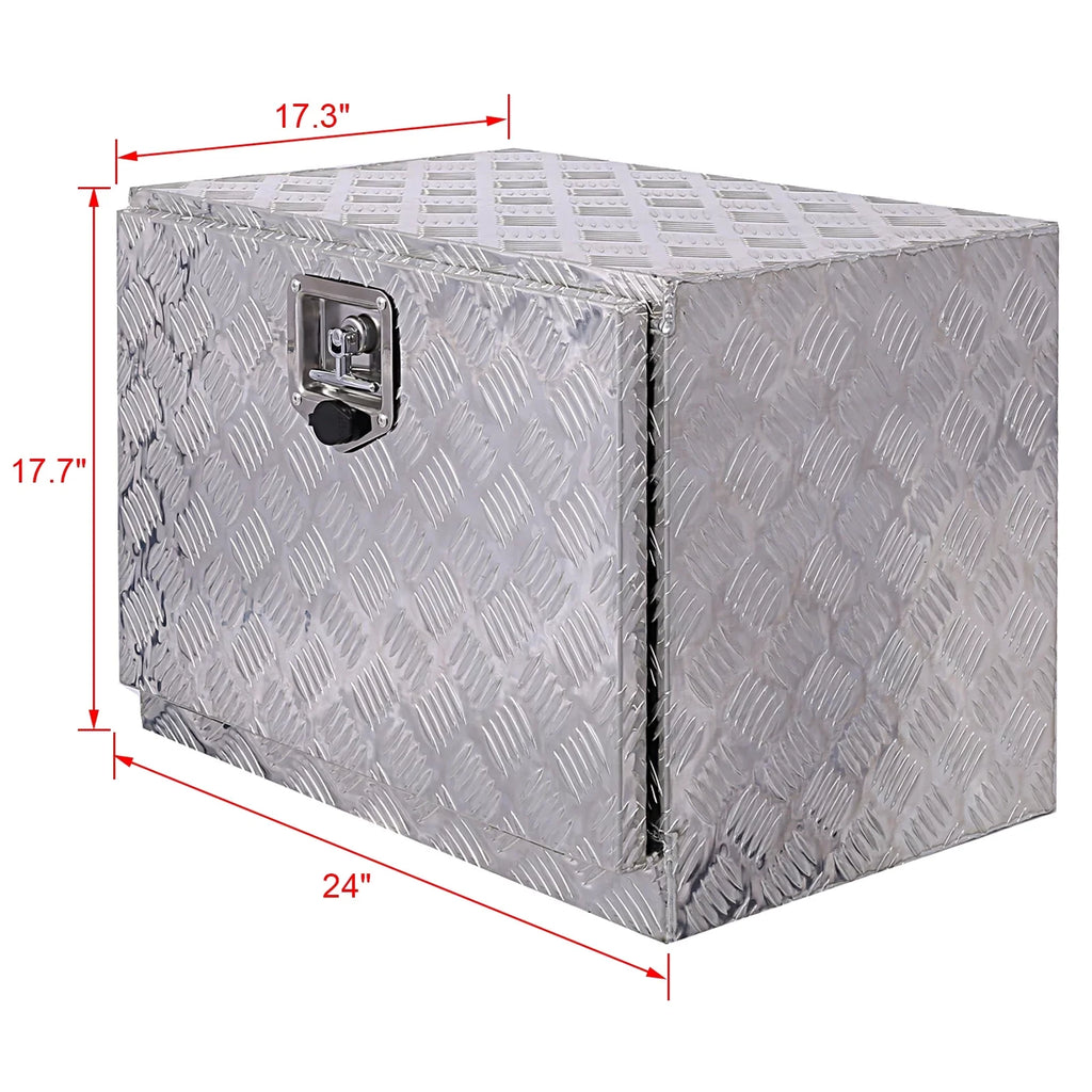 JBLCC 24" Aluminum Tool Box, Truck Bed Tool Box, Outdoor Trailer Pickup Storage Tool Box, RV Storage Organizer, Underbody Box w/ Lock Keys, Silver
