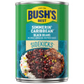 Bush,S Best 15.2 Oz Canned Black Beans Simmerin, Caribbean Sidekicks, Source Of Plant Based Protein And Fiber, Low Fat, Gluten Free, (Pack Of 12)