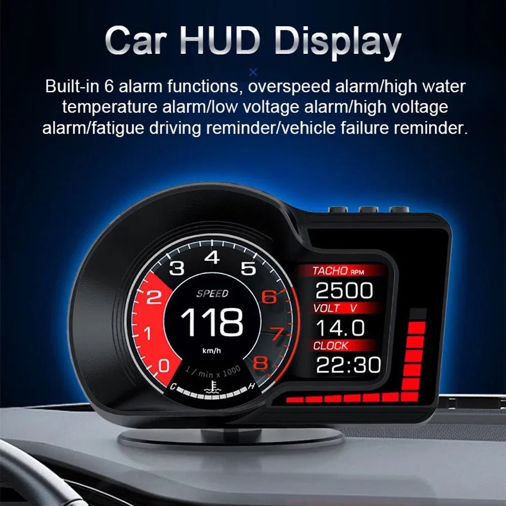 Moobody Head-Up Display for Car Speed Monitoring: Speedometer, Clock, RPM, Water & Oil Temperature