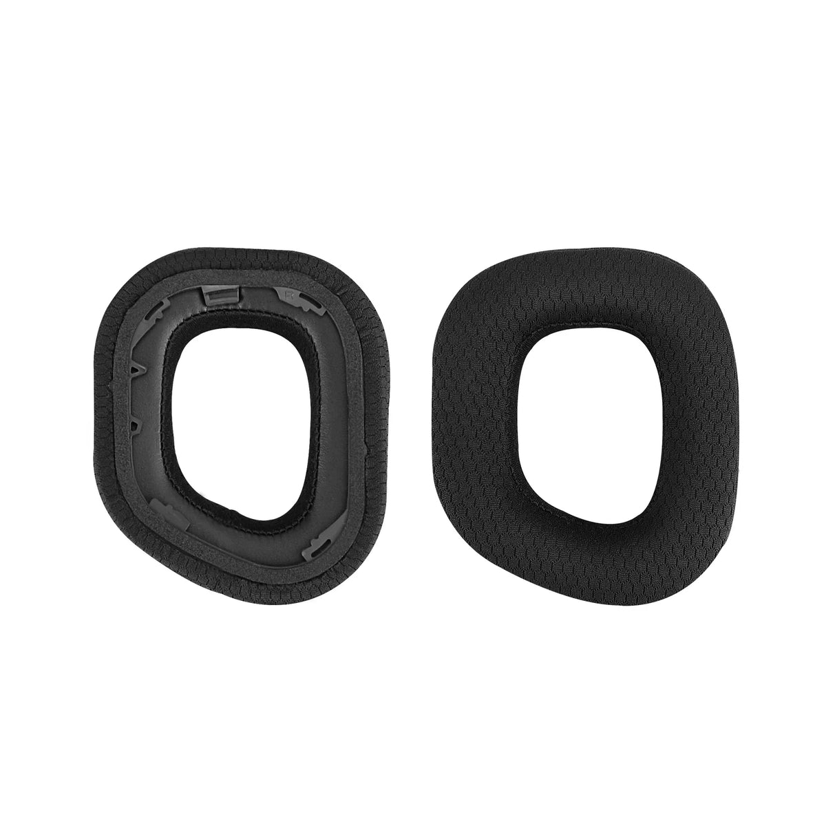 Geekria Comfort Mesh Fabric Replacement Ear Pads for Corsair HS80 RGB Wireless Headphones Ear Cushions, Headset Earpads, Ear Cups Shield Repair Parts (Black)