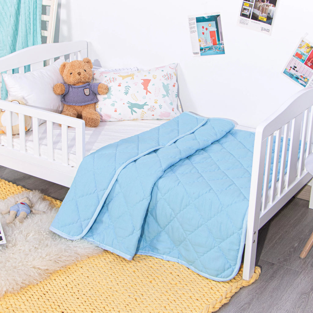 Ntbay Down Alternative Oversized Toddler Comforter, Super Soft and Warm Solid Color Baby Crib Quilted Blanket, 43 x 60 inches, Aqua