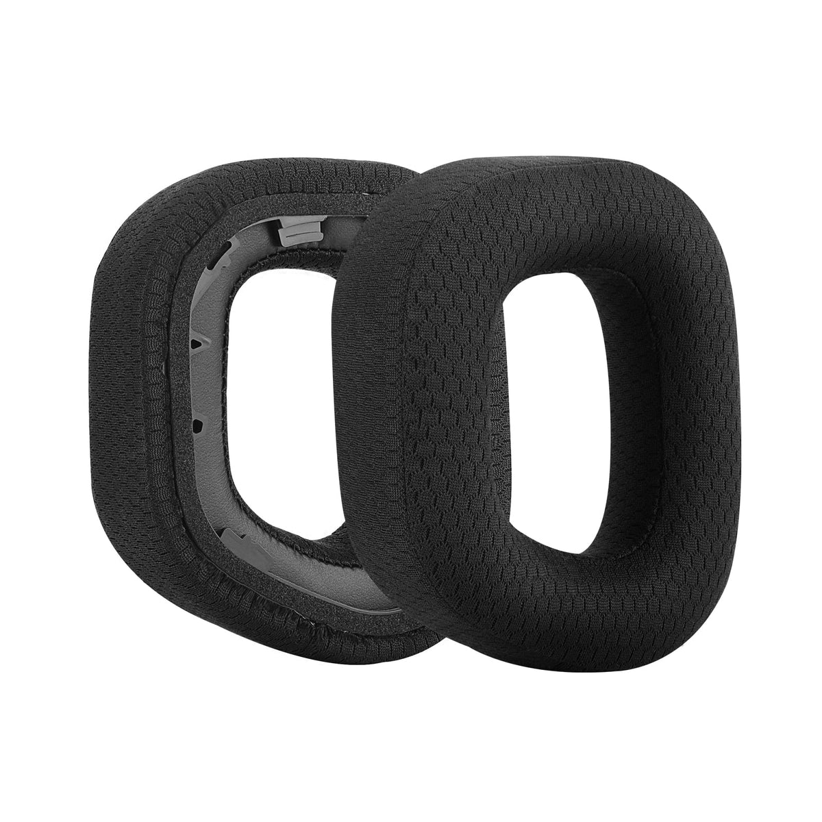 Geekria Comfort Mesh Fabric Replacement Ear Pads for Corsair HS80 RGB Wireless Headphones Ear Cushions, Headset Earpads, Ear Cups Shield Repair Parts (Black)