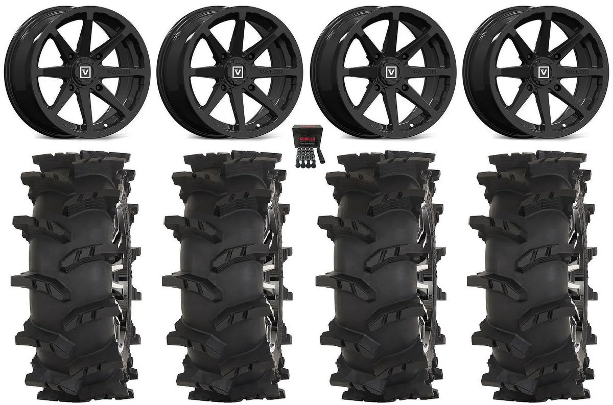 Valor V01 15" Wheels Black 33" Outlaw Max Tires Sportsman RZR Ranger