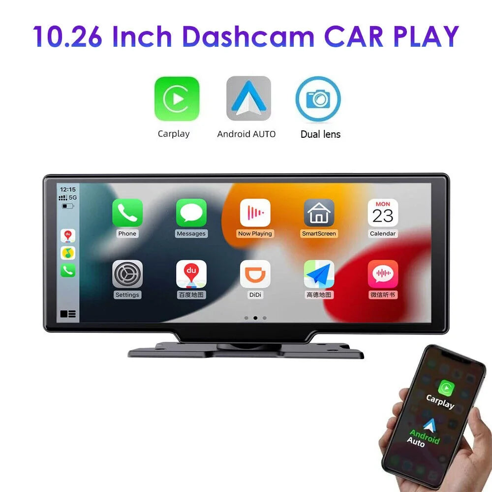 Paddsun 2K Wireless 10.26'' Touch Screen Dual Channel Wifi Car DVR Dash Camera Android Auto ".