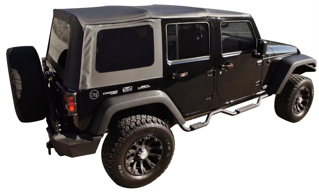 Rampage by RealTruck 99935 Factory Replacement Sailcloth Soft Top For 2007-2010 Wrangler JK 2 Door, Black Diamond W/Tint Windows