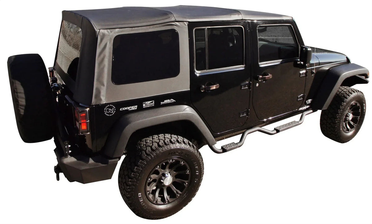 Rampage by RealTruck 99935 Factory Replacement Sailcloth Soft Top For 2007-2010 Wrangler JK 2 Door, Black Diamond W/Tint Windows