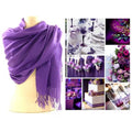 Set of 10 Violet Purple Pashmina Scarf Shawl, Bridesmaid Shawl, Bridal Wrap, Wedding Shawl (Violet)