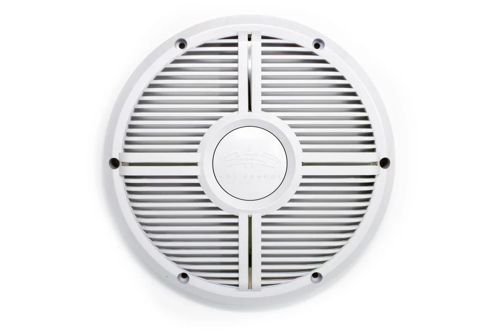 Wet Sounds Revo 12" Subwoofer, Grill, & RGB LED Ring - White Subwoofer & White Closed Face XW Grill - 4 Ohm