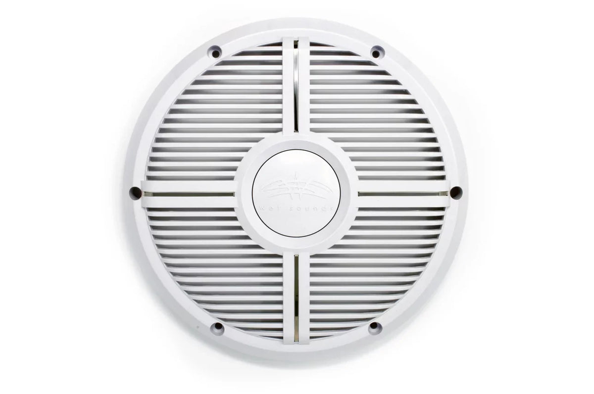 Wet Sounds Revo 12" Subwoofer, Grill, & RGB LED Ring - White Subwoofer & White Closed Face XW Grill - 4 Ohm