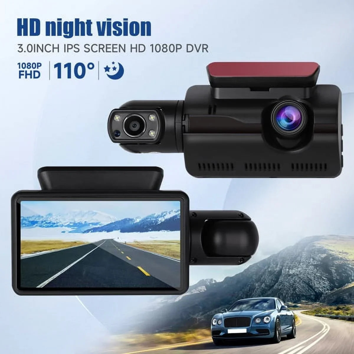 SYTHERS 1080P Dash Cam Night Vision Dash Camera Front and Rear 170° Wide Angle Loop Recordin G-Sensor