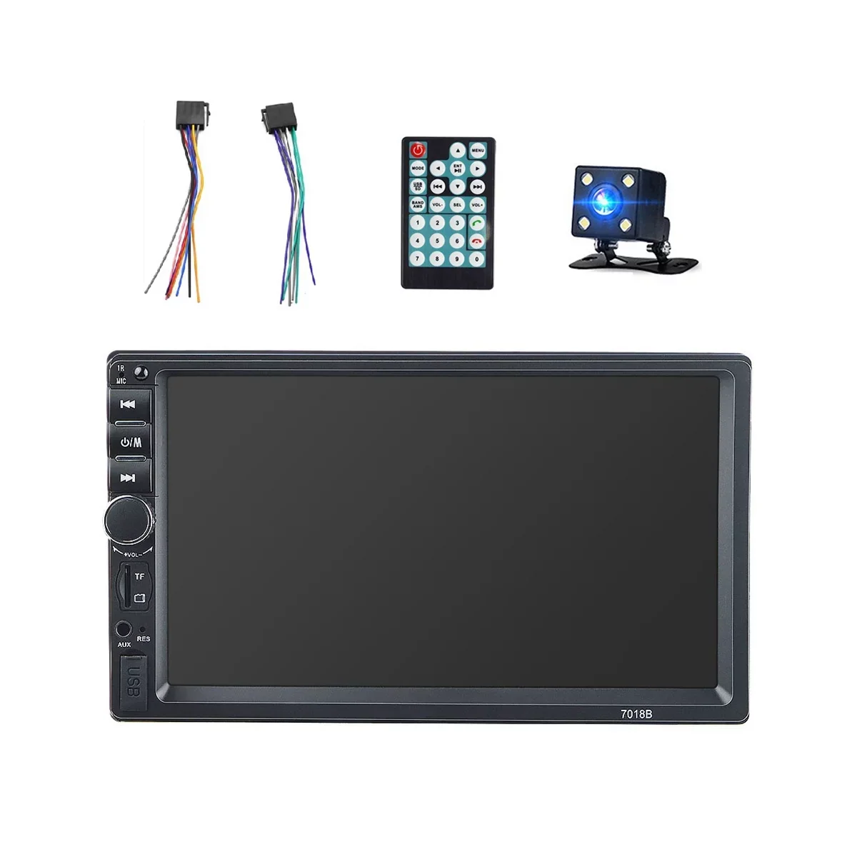 Car Radio Double Din Car Stereo 7 Inch Touch Screen with Bluetooth Mirror Link USB FM Radio Audio Receiver with Backup Camera and Remote Control