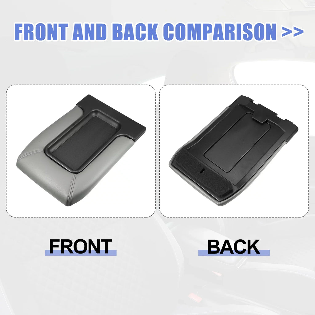 Unique Bargains Center Console Lid Armrest Seat Box Wrap Protector for Cadillac Escalade 2003-2004 Faux Leather Gray