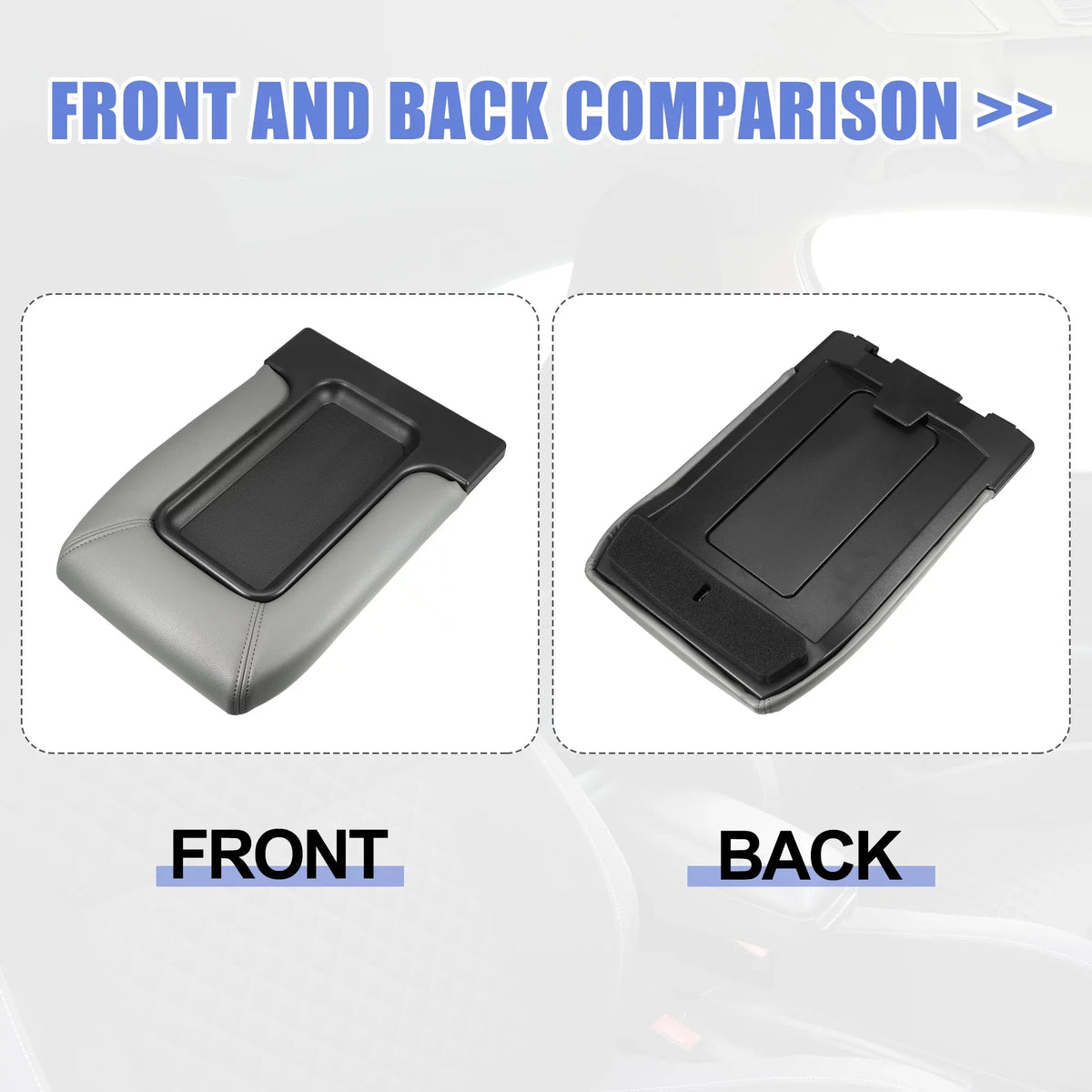 Unique Bargains Center Console Lid Armrest Seat Box Wrap Protector for Cadillac Escalade 2003-2004 Faux Leather Gray