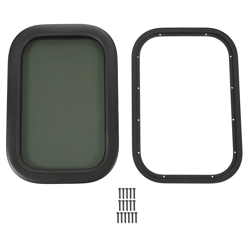 Kojem RV Window Black Universal for Camper Vertical Trailer Rip-Up Cargo Powder Coated Glass Steel