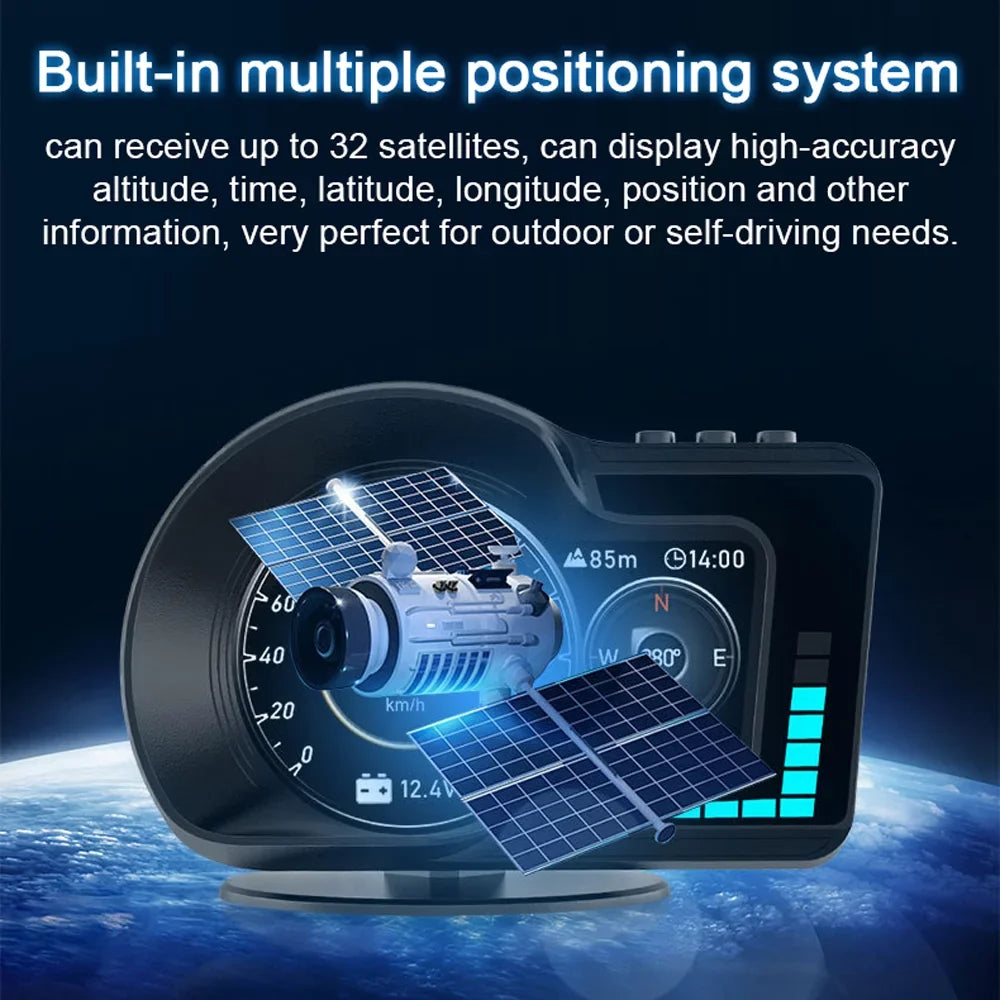 Moobody Head-Up Display for Car Speed Monitoring: Speedometer, Clock, RPM, Water & Oil Temperature