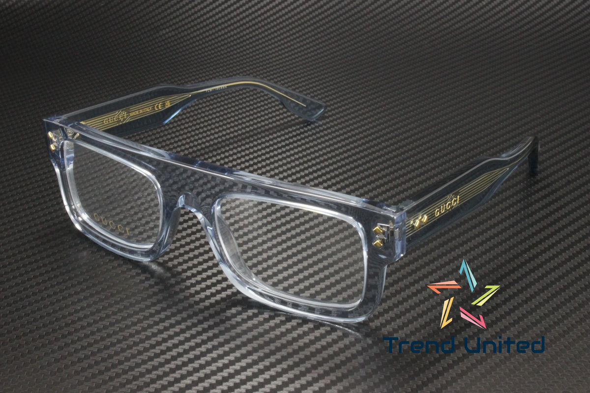 GUCCI GG1085O 004 Rectangular Squared Light Blue Demo Lens 52mm Men's Eyeglasses