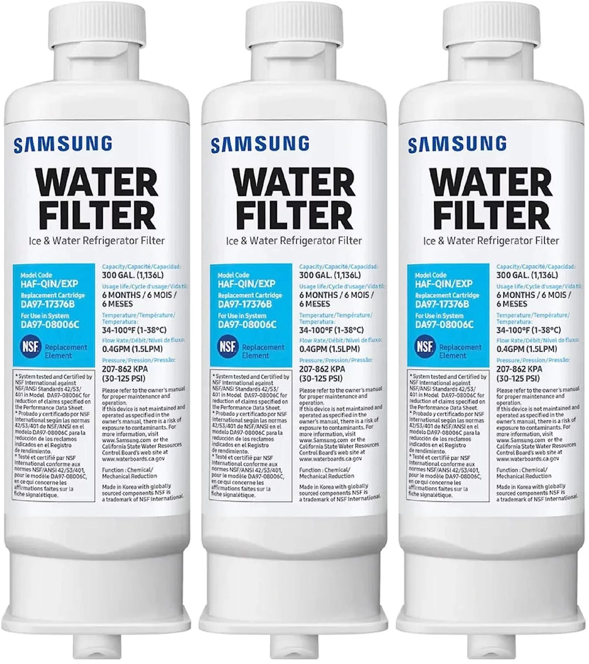 Replacement for DA97-17376B, DA97-08006C, HAF-QIN, HAF-QIN/EXP Refrigerator Water Filter-3 PACK