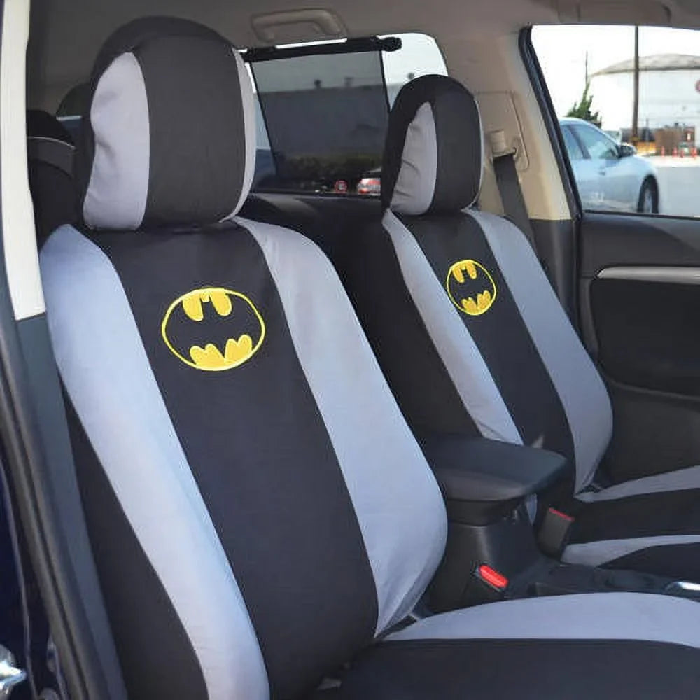 BDK Batman Seat Wrap with Floor Mats Full Set, Holiday Car Auto Accessories Gift Set