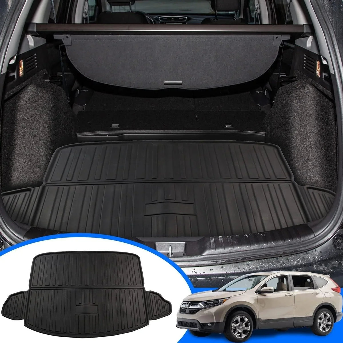 Cargo Liner Fit 2017-2022 Honda CR-V All Weather Rear Trunk Protection Cargo Tray Floor Mat for Honda CR-V 2017 2018 2019 2020 2021 2022 Accessory, Black