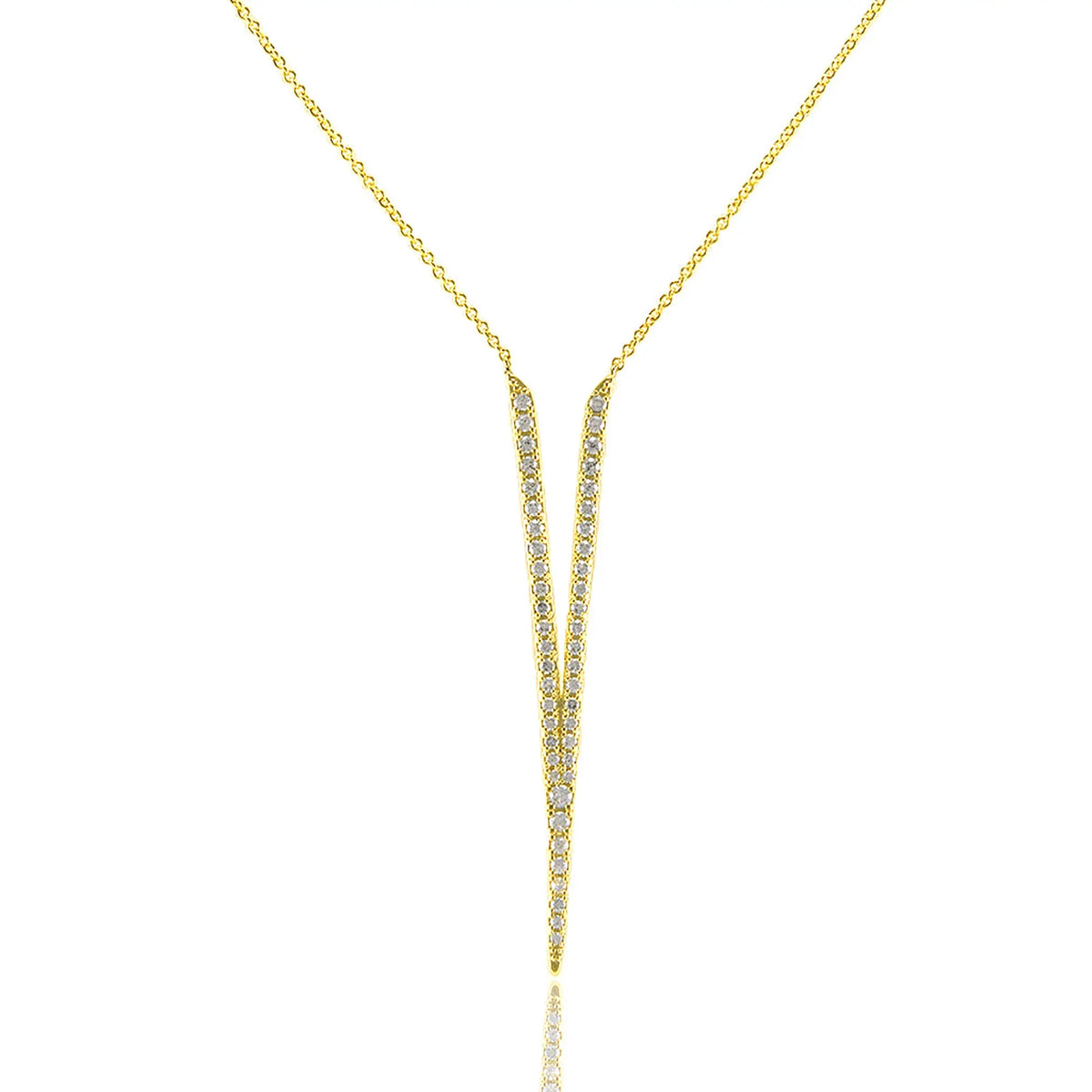 Blue Box Boutique Inc Cubic Zirconia Gold Pointed V Drop Pendant Necklace for Women, Teens