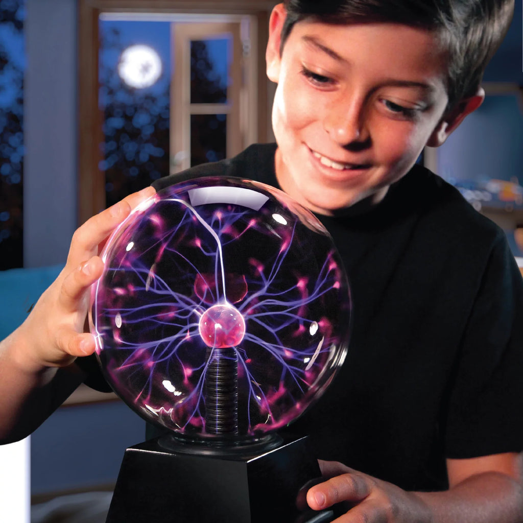 Shield #Mindblown 6" Plasma Globe Lamp with Interactive Electric Touch and Sound Sensitive Lightning and Tesla Coil, Includes AC Adapter, Glass STEM Lava Lamp-Style Light for Desk, Kids Room