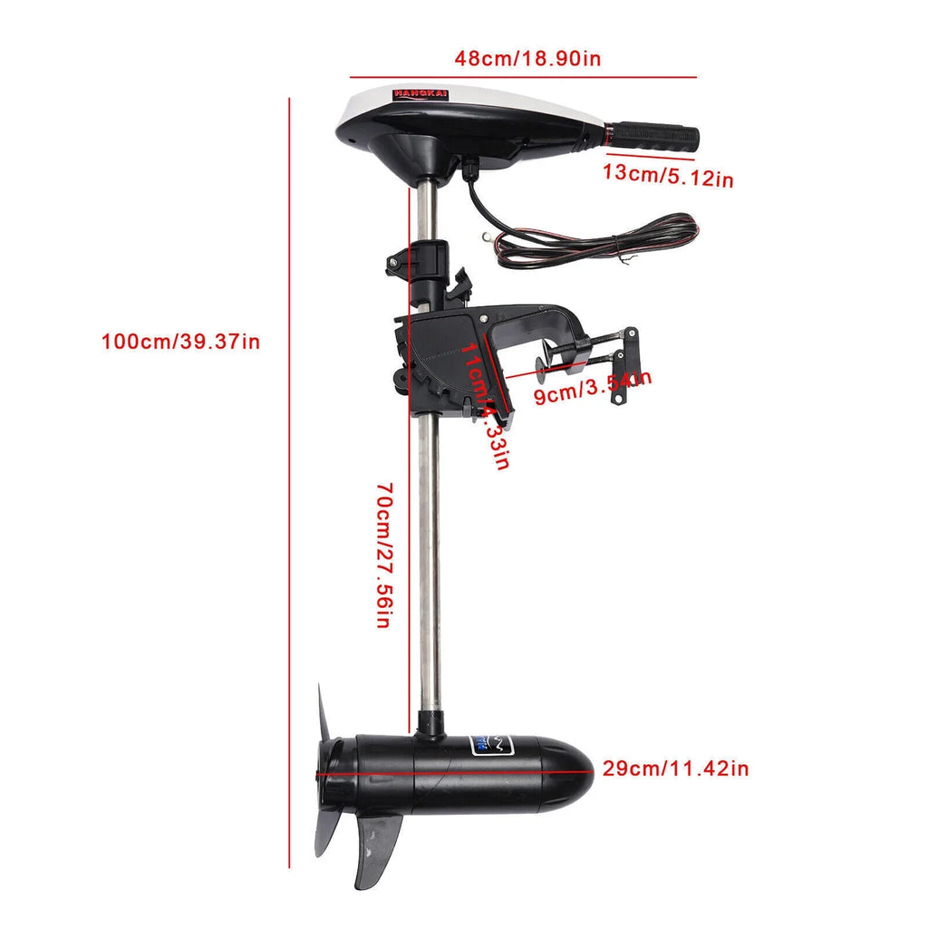 HANGKAI 12V 45LBS Electric Vessel Motor Outboard Trolling Motor Engine Heavy Duty