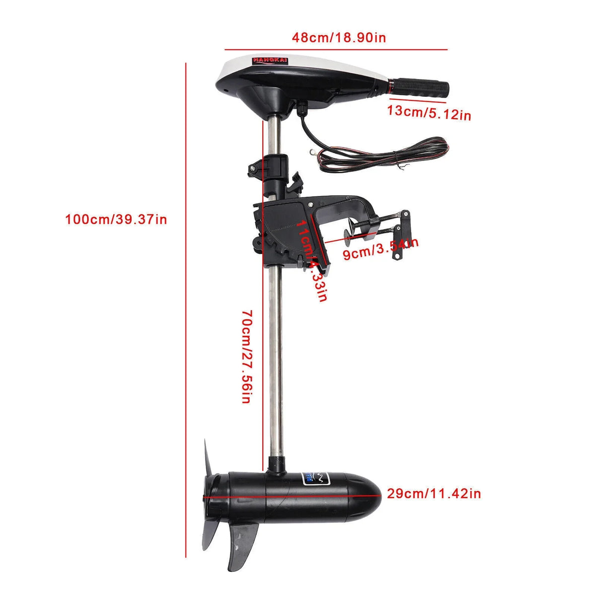 HANGKAI 12V 45LBS Electric Vessel Motor Outboard Trolling Motor Engine Heavy Duty