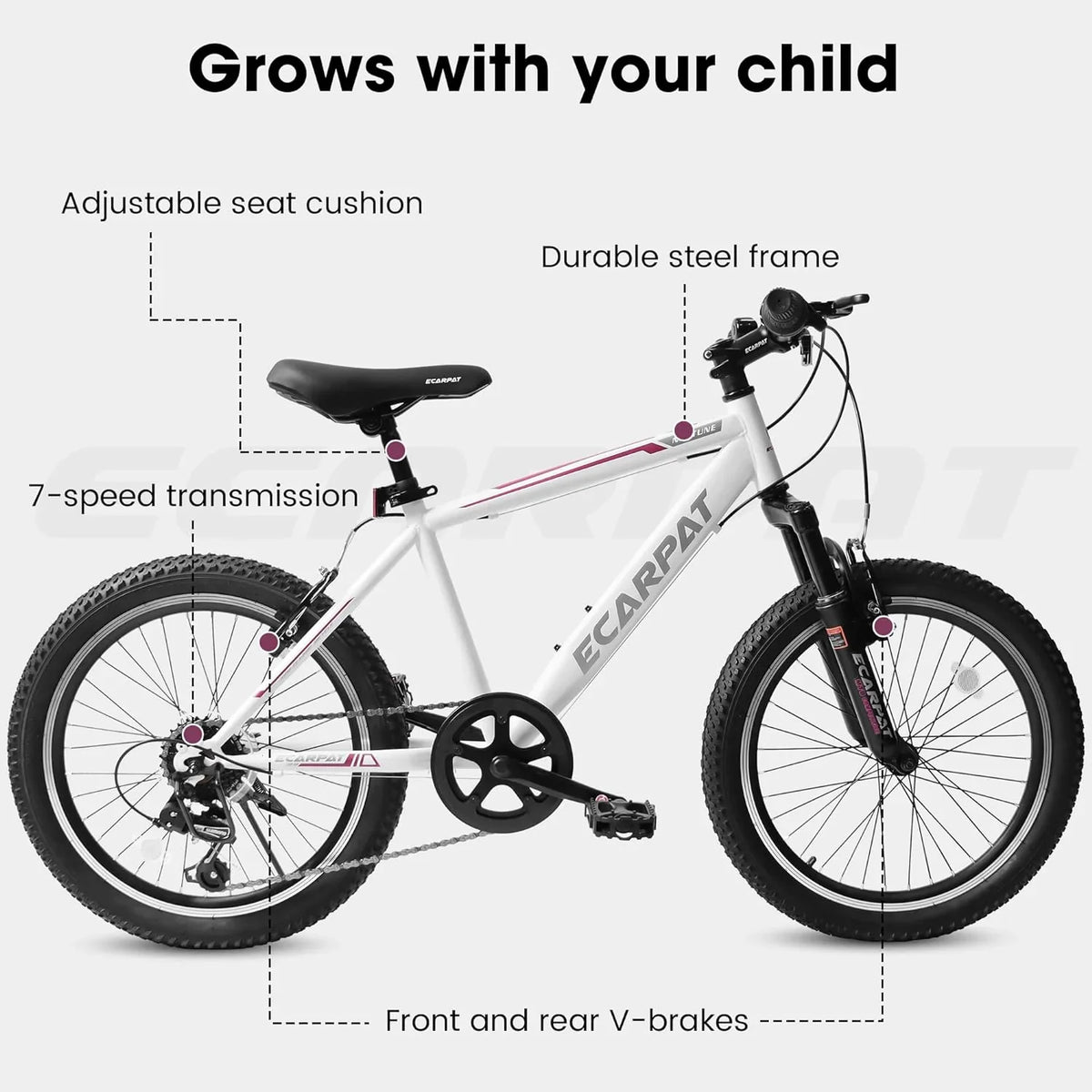 Ecarpat Kids’ Bike 20 Inch Wheel, 20 Inch Mountain Bike 7-Speed, Boys Girls Child Kids’ Bicycles