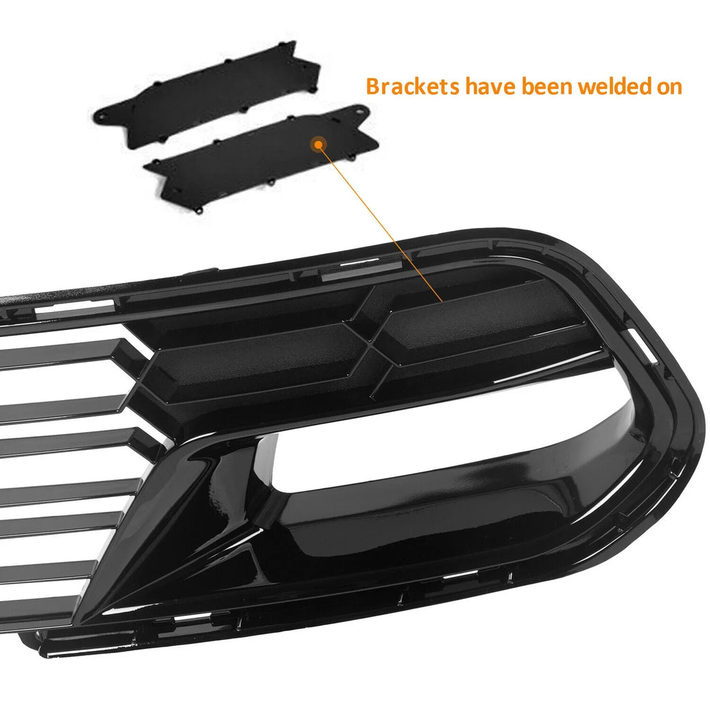 Kojem Front Lower Grille for 2014-2019 Chevrolet Corvette C7 All Models Z06 Style Bumper Wrap Painted Glossy Black Plastic (W/O Front Camera Bracket)