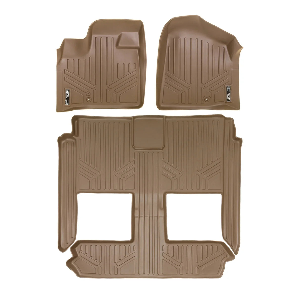 Smartliner 1st/2nd Rows Floor Liner Mats Tan for 2008-2020 Dodge Grand Caravan