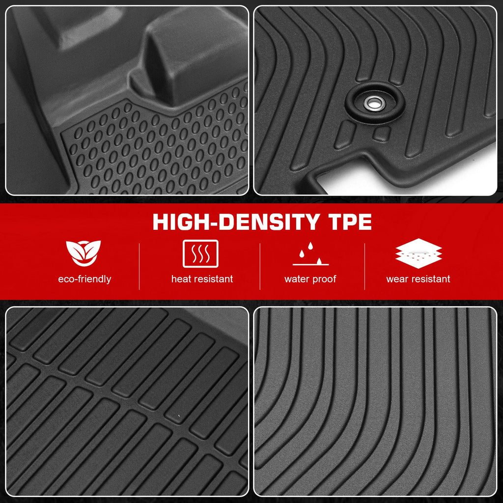 Ikon Motorsports 3D TPE Floor Mats Compatible With 2008-2020 Dodge Grand Caravan 2008-2016 Chrysler Town & Country Black 3D Molded All Weather Car Carpets 1st 2nd Row Front Rear Protector Liner 4PCS