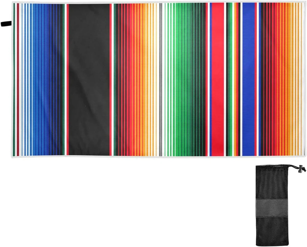 Bestwell Mexican Serape Blanket Stripes Beach Towel Oversized Towel Blanket, Thin Lightweight Microfiber Sand Free Quick Dry Towel, 30”X60” Multipurpose Pool Bath Yoga Swim Shower Towel