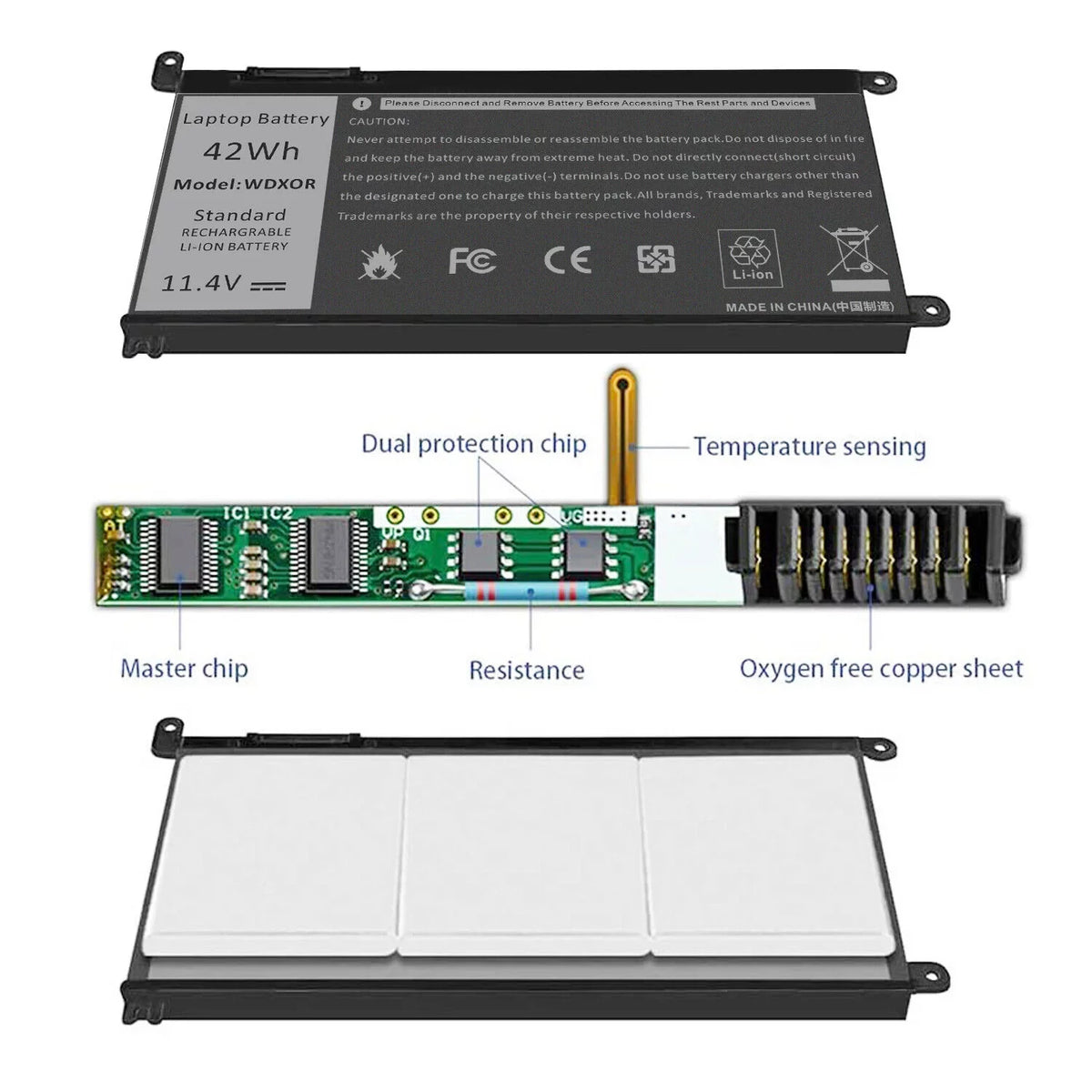 42Wh For Dell Inspiron 15-5567 5568 14-7460 P58F T2JX4 Battery WDXOR WDX0R