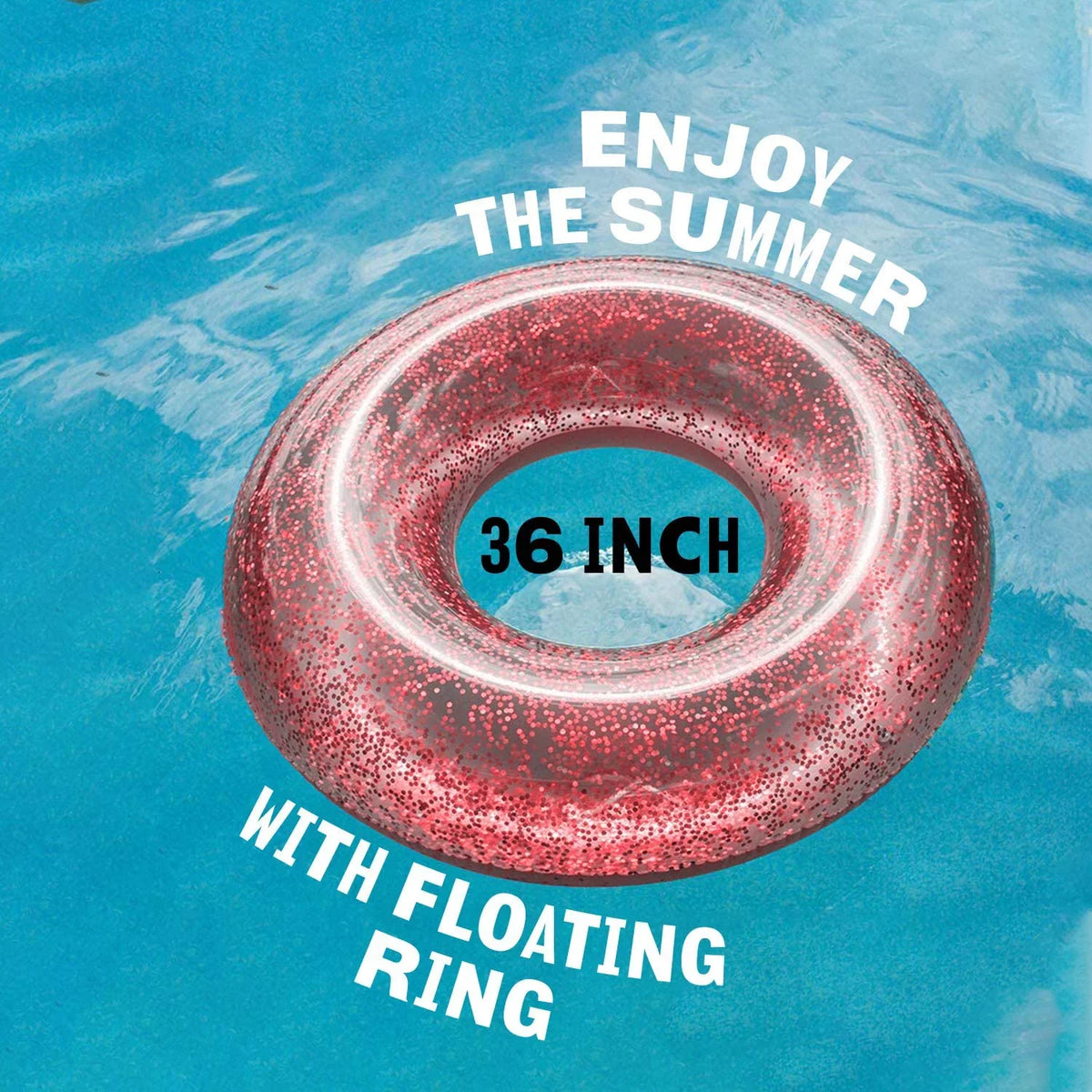 Alyvia Inflatable Rose Gold Pool Float with Glitter Inside, Fun Beach Floaties, Swim Party Toys, Summer Pool Round Rings for Adults & Kids | 48 Inch