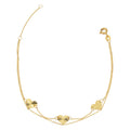 Kooljewelry 14k Yellow Gold Double Strand Diamond-Cut Heart (adjusts to 6.5 or 7.5 inch)