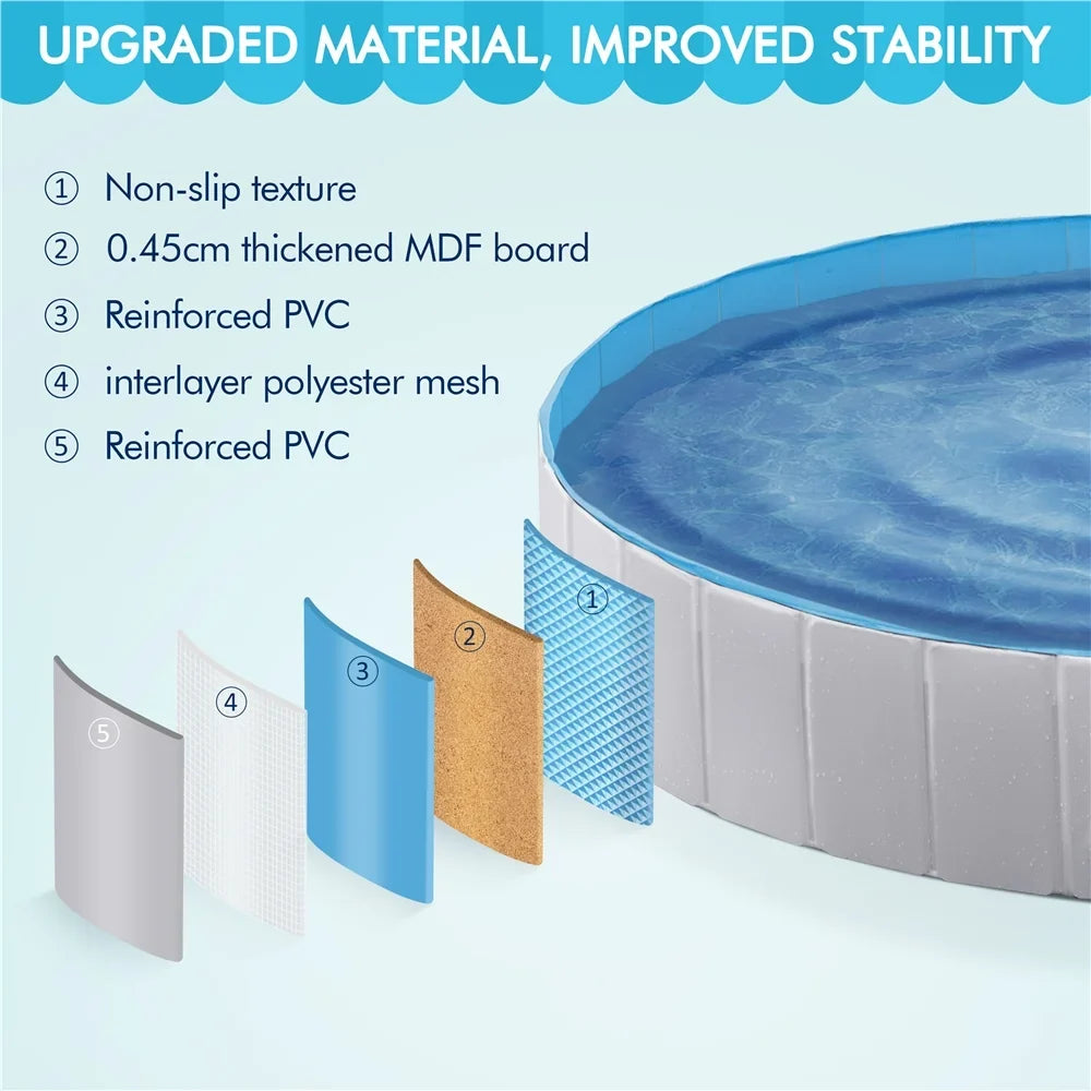 Alden Design Foldable Dog Swimming Pools with Sprinkler Indoor and Outdoor, Blue XXXL