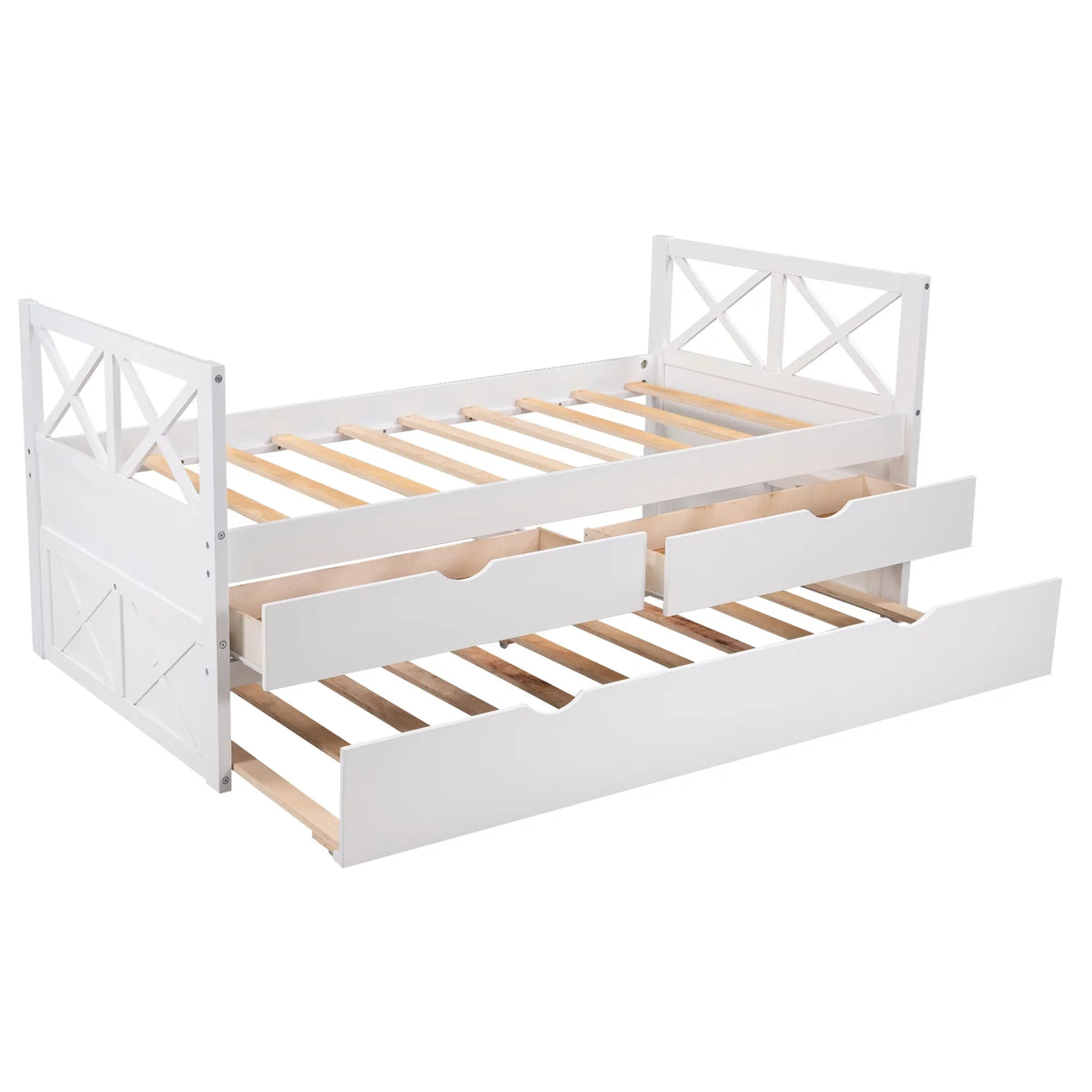 Merax Solid Wood Captain Bed with Trundle and Drawers, Twin, Multiple Colors