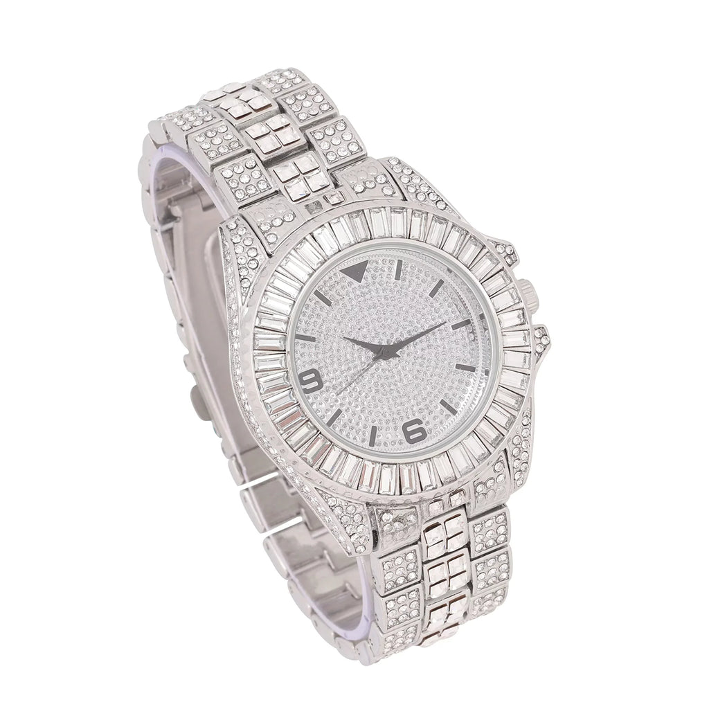 King and Queen Bling'ed Out His and Hers Hip Hop Matching Watch Set - Perfect for Today's Power Couple on Point - ST10327ML His/Hers (ST10372Slv Silver)