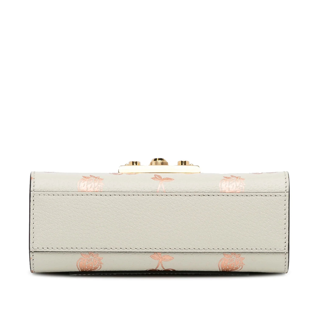 Pre-Owned Authenticated Gucci Small Berry Padlock Shoulder Bag Calf Leather White Unisex (New with Defects)