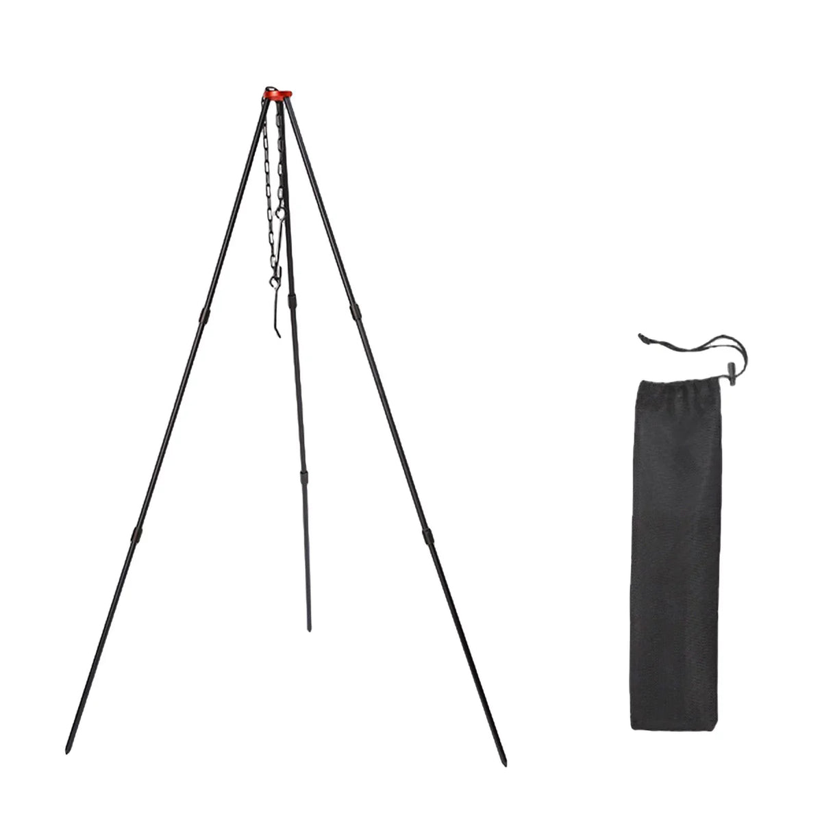 Camping Tripod, Portable Outdoor Cooking Tripod with Adjustable Campfire Picnic ing Pot Grill Stand Aluminum Cookware Accessory , Black