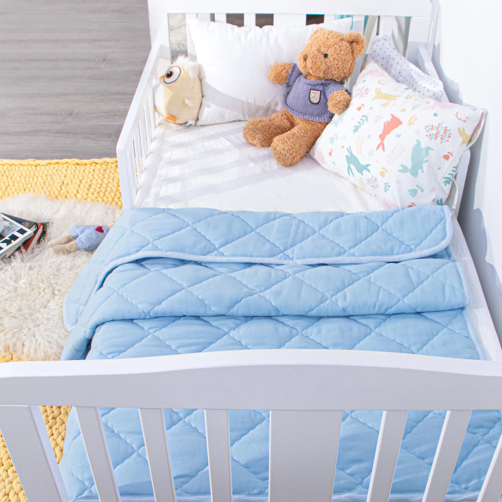 Ntbay Down Alternative Oversized Toddler Comforter, Super Soft and Warm Solid Color Baby Crib Quilted Blanket, 43 x 60 inches, Aqua