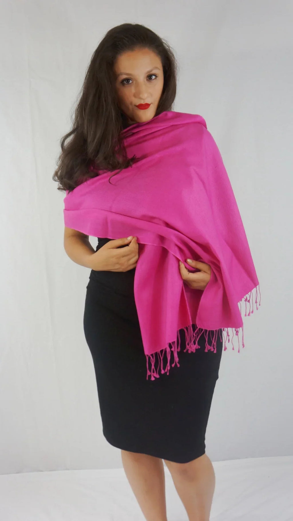 Shawl/Shawls/Scarf/Scarves/Wrap/Stole/Muffler/Cape/Ruana/Blanket/Throw/Pashmina Shawl/Cashmere Scarf/Wool/Silk (Hot Pink Regular Shawl)